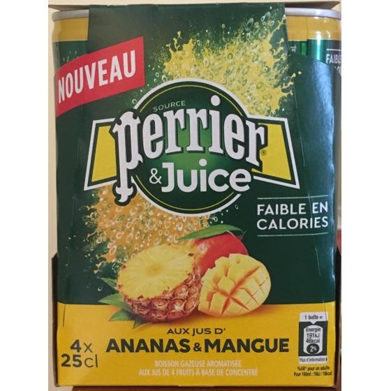 PERRIER JUICE ANANAS MANGUE 250 ML X 4