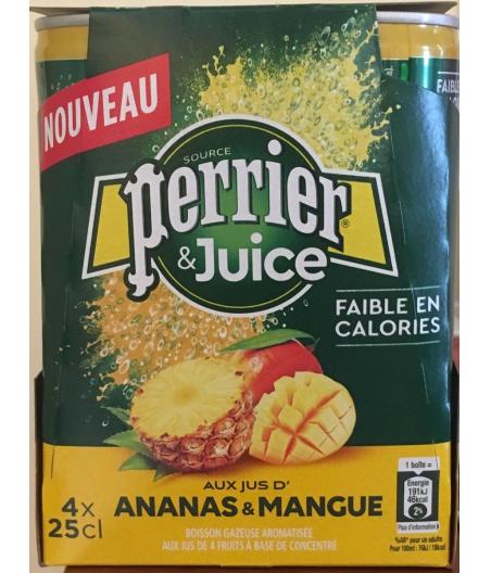 PERRIER JUICE ANANAS MANGUE 250 ML X 4