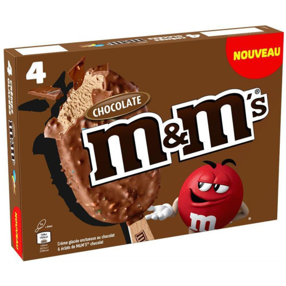 GLACES CHOCOLATE M&M\'S 4 X 84 ML