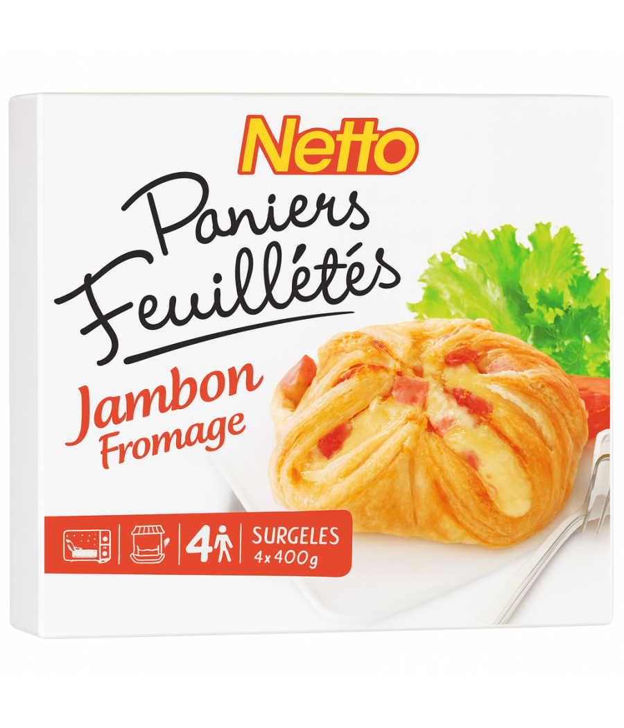 PANIERS FEUILLETES JAMBON ET EMMENTAL NETTO  400G