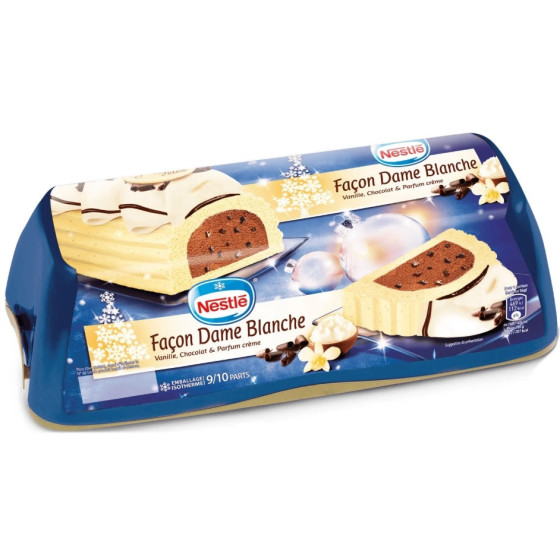 BUCHE DE NOEL GLACEE FACON DAME BLANCHE 8/10 PARTS 540 G