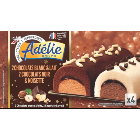 BUCHETTE 2CHOCOLATS BLANC&LAIT 2CHOCOLATS NOIR & NOISETTE ADELIE 272G