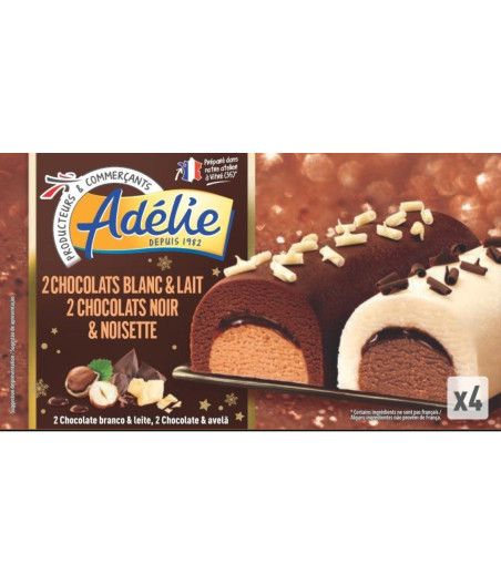 BUCHETTE 2CHOCOLATS BLANC&LAIT 2CHOCOLATS NOIR & NOISETTE ADELIE 272G