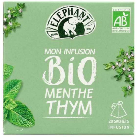 INFUSION BIO MENTHE THYM ELEPHANT 20 SACHETS 26G