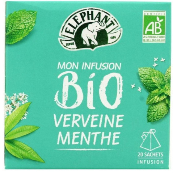 INFUSION VERVEINE MENTHE BIO ELEPHANT 20 SACHETS 26G