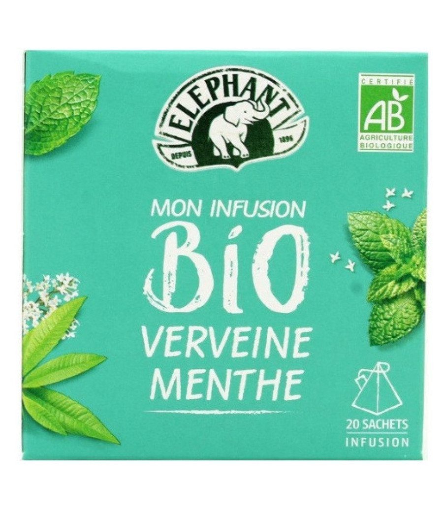 INFUSION VERVEINE MENTHE BIO ELEPHANT 20 SACHETS 26G