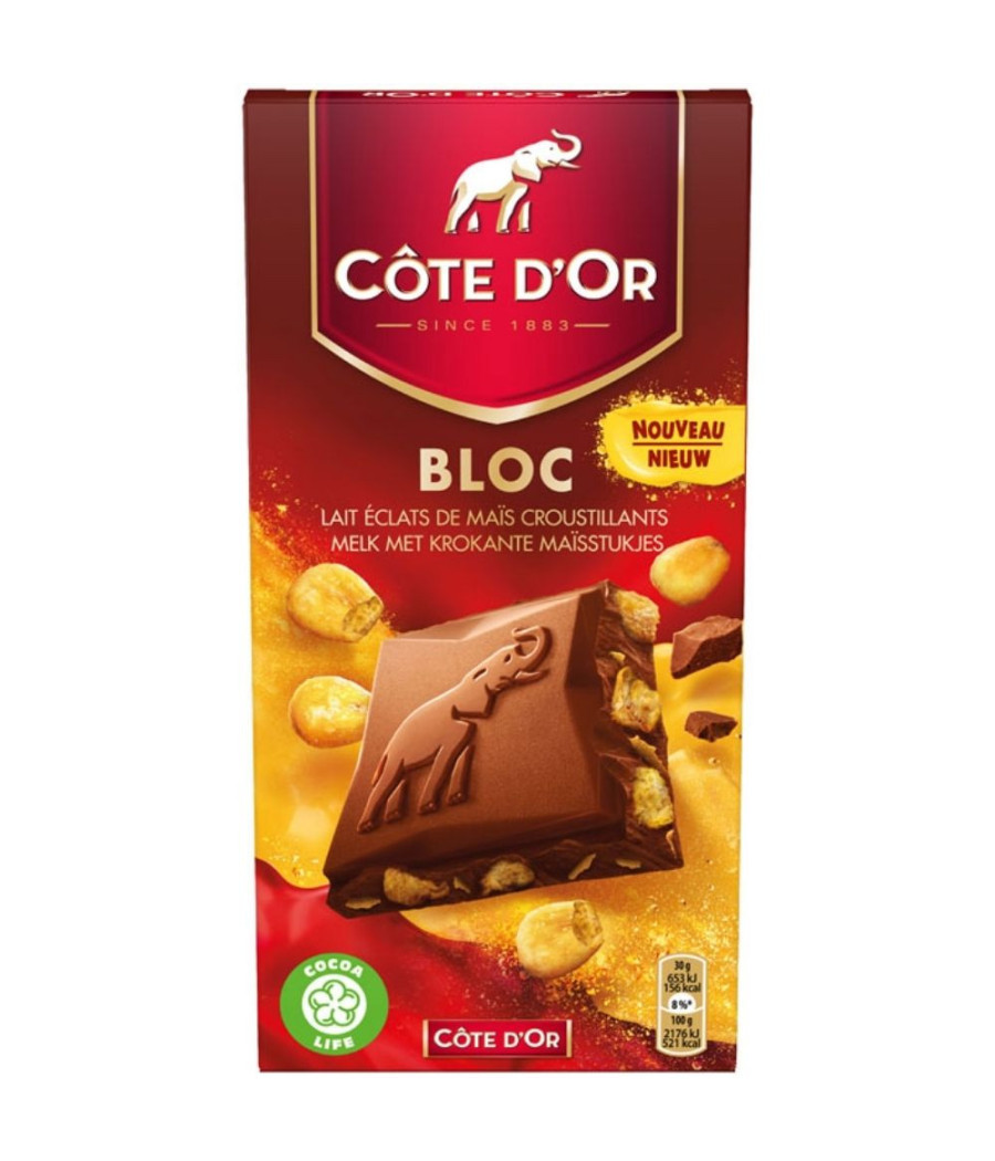 CHOCOLAT BLOC LAIT ECLATS DE MAIS CROUSTILLANTS 180G