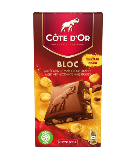 CHOCOLAT BLOC LAIT ECLATS DE MAIS CROUSTILLANTS 180G
