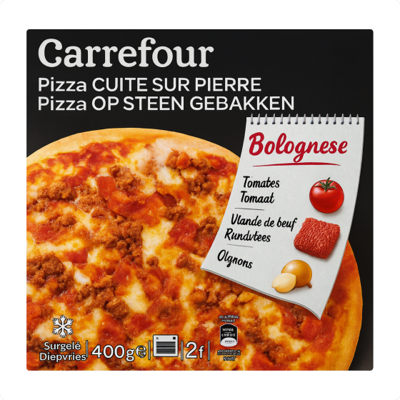 PIZZA BOLOGNAISE CUITE SUR PIERRE CARREFOUR 400G
