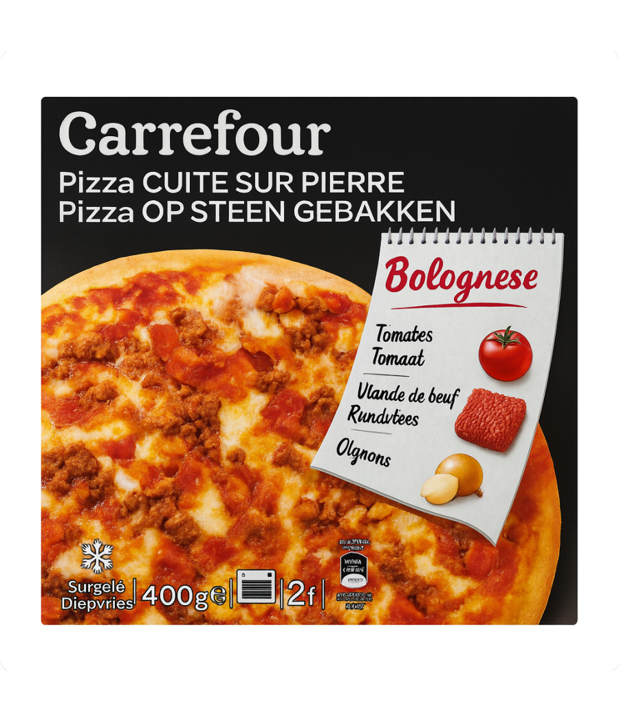 PIZZA BOLOGNAISE CUITE SUR PIERRE CARREFOUR 400G