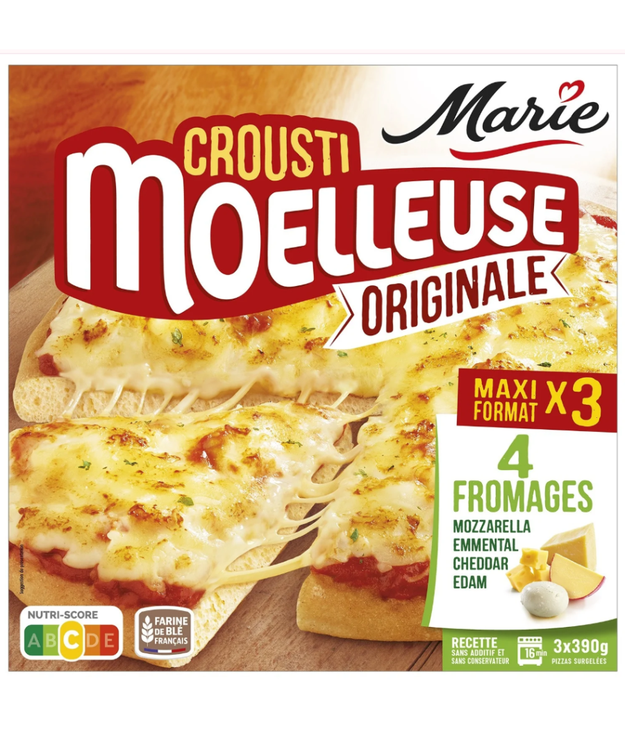 PIZZA CROUSTI MOELLEUSE 4 FROMAGES MARIE 3X390 G
