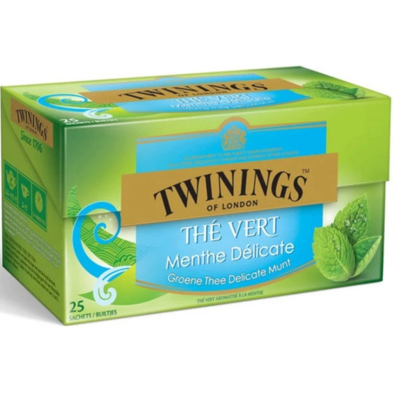 THE VERT MENTHE TWININGS 25 SACHETS 30G