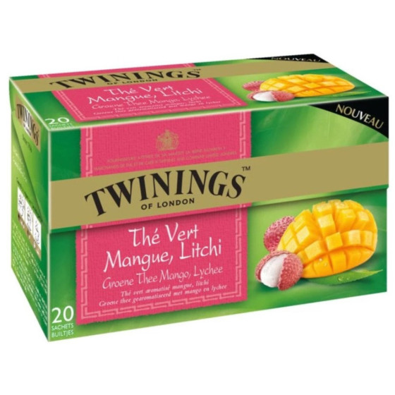 THE VERT TWININGS MANGUE LITCHI 20 SACHETS 30G