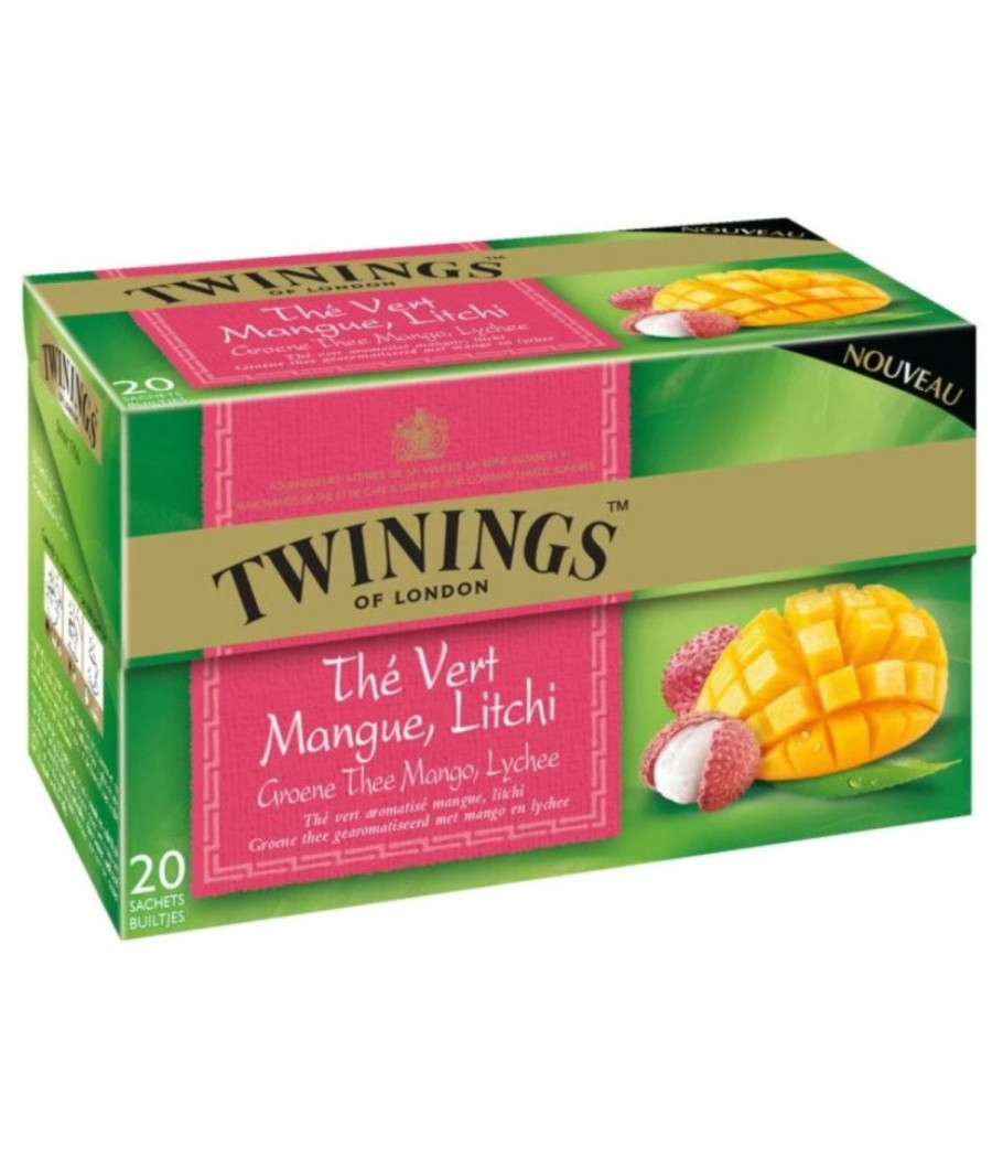 THE VERT TWININGS MANGUE LITCHI 20 SACHETS 30G