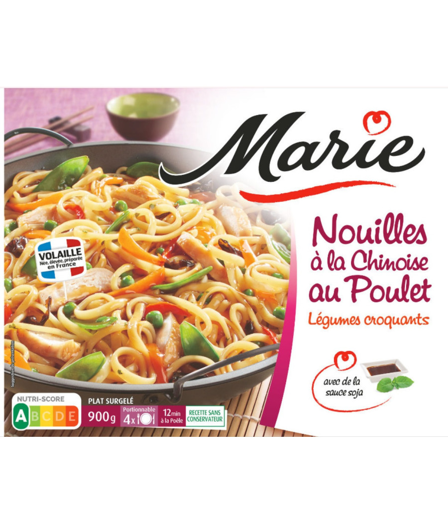 NOUILLES A LA CHINOISE AU POULET LEGUMES CROQUANTS MARIE 900G