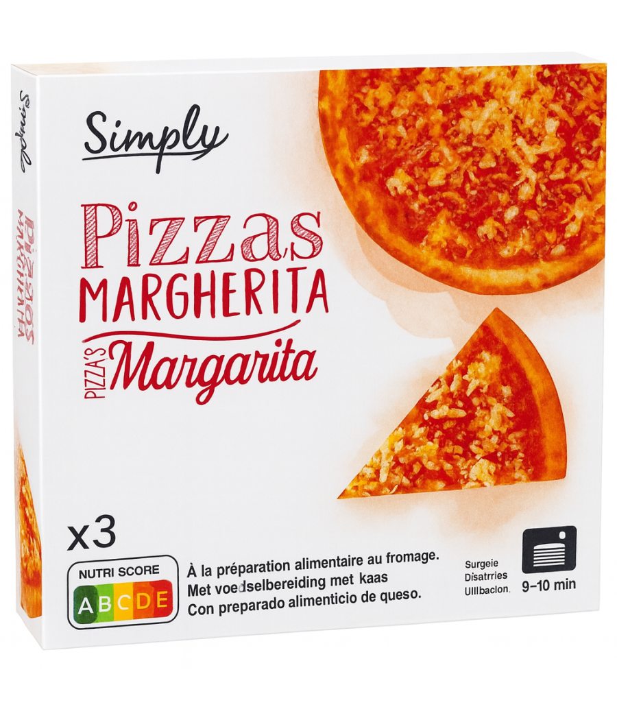 PIZZAS MARGHERITA SIMPLY 3x300G
