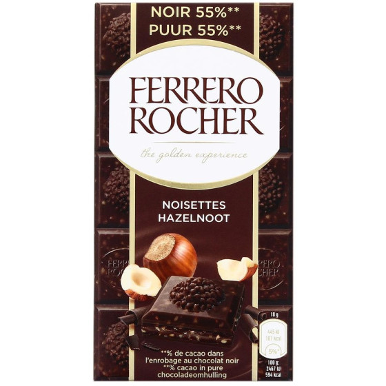 TABLETTE DE CHOCOLAT FERRERO ROCHER NOISETTES 90G