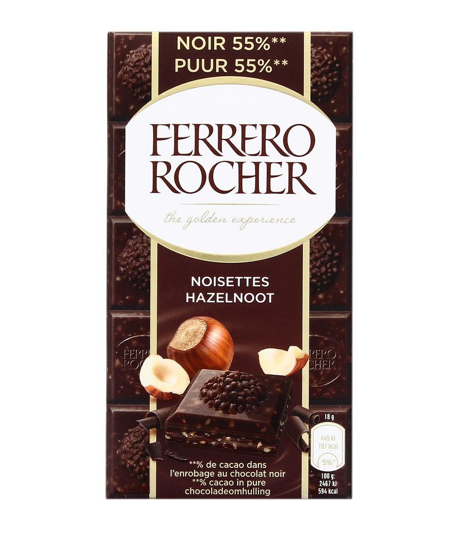 TABLETTE DE CHOCOLAT FERRERO ROCHER NOISETTES 90G