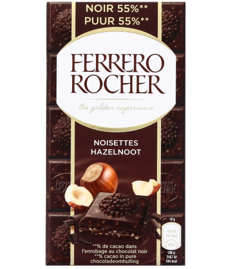 TABLETTE DE CHOCOLAT FERRERO ROCHER NOISETTES 90G