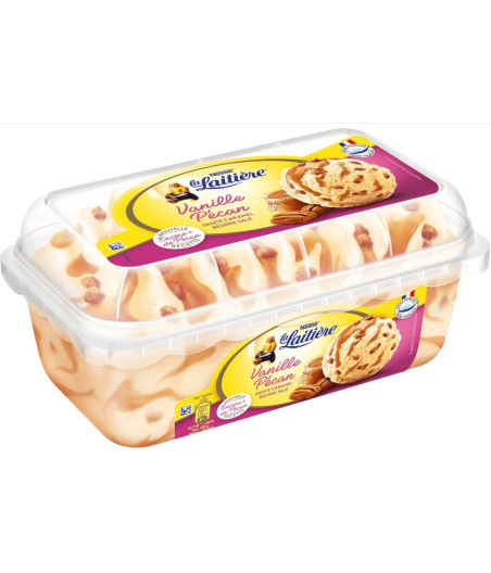 CREME GLACEE VANILLE PECAN SAUCE CARAMEL BEURRE SALE LA LAITIERE 510G