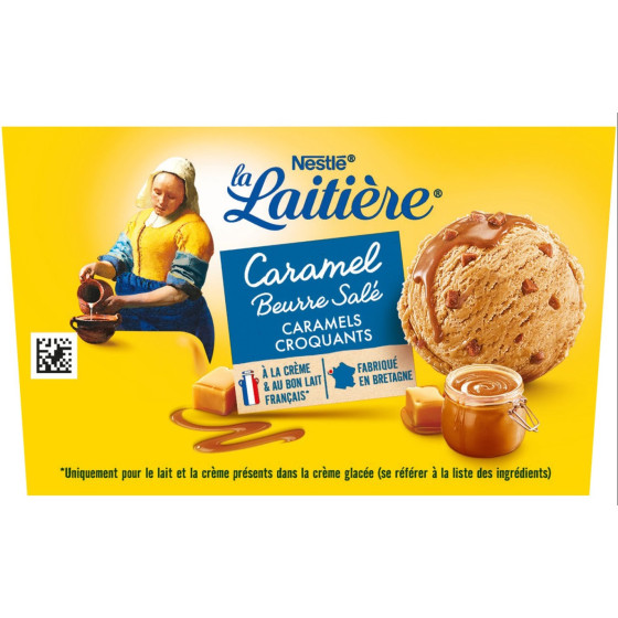 CREME GLACE CARAMEL BEURRE SALE LA LAITIERE 490G