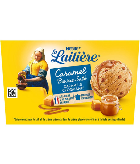 CREME GLACE CARAMEL BEURRE SALE LA LAITIERE 490G