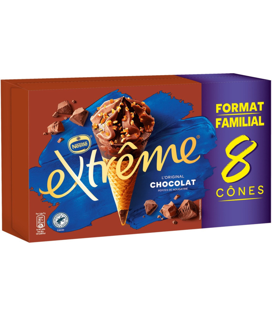 GLACE CHOCOLAT PEPITES NOUGATINES EXTREME NESTLE X8 568G
