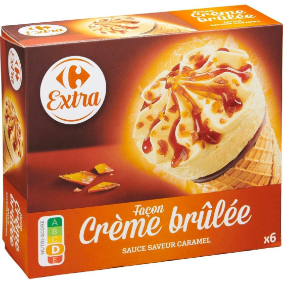 GLACE CONE SAVEUR CREME BRULEE  SAUCE CARAMELISE CARREFOUR 396G