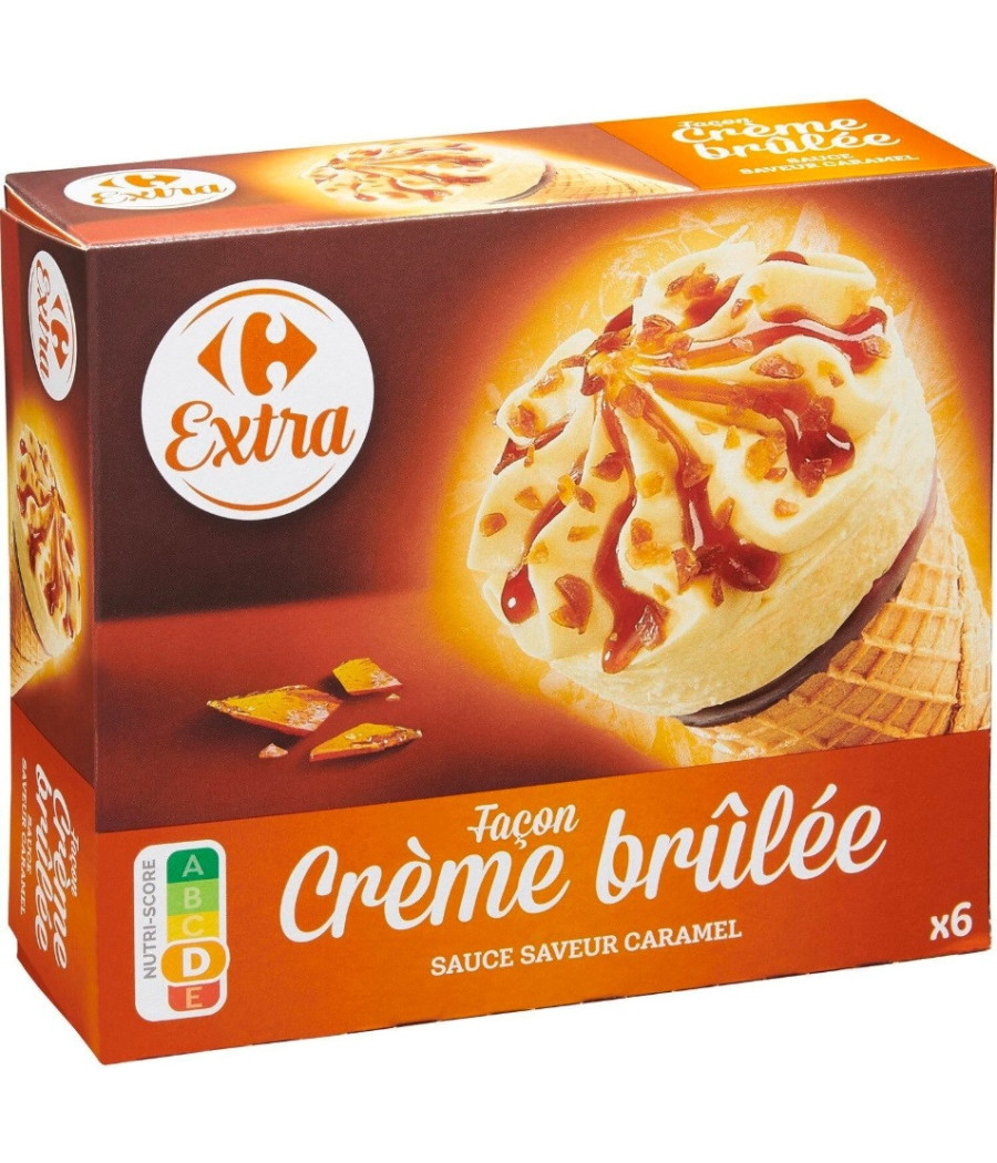 GLACE CONE SAVEUR CREME BRULEE  SAUCE CARAMELISE CARREFOUR 396G