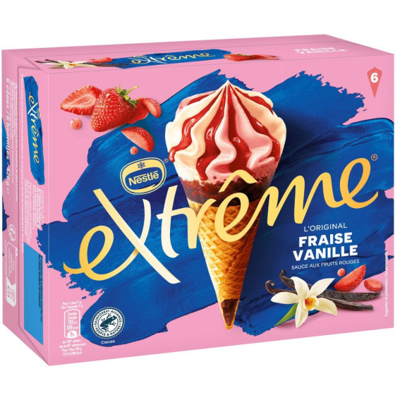 GLACE CONE FRAISE VANILLE EXTREME NESTLE 426G