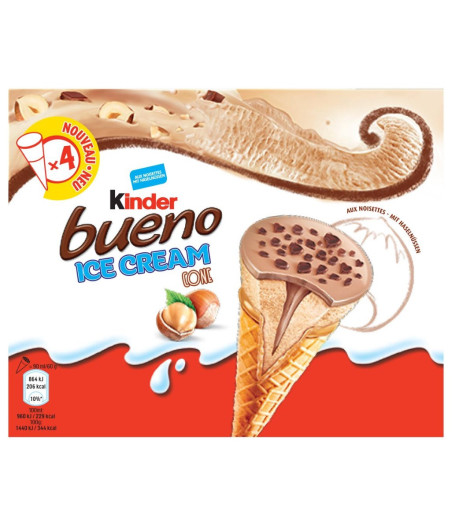 GLACE CORNET AUX NOISETTES ET CHOCOLAT SAVEUR BUENO KINDER  240G