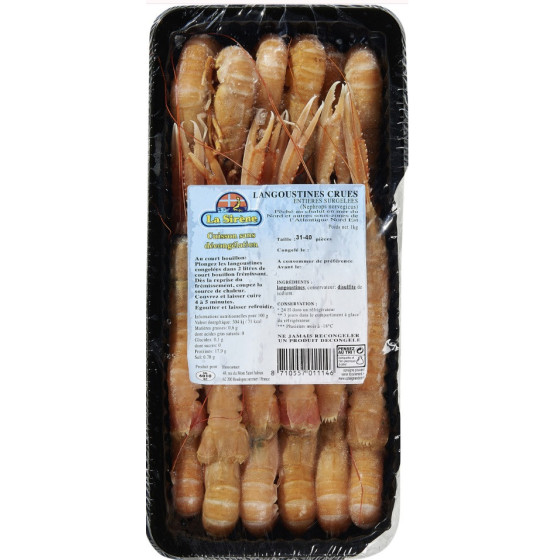 LANGOUSTINES CRUES ENTIERES SURGELEES LES SIRENES 1KG