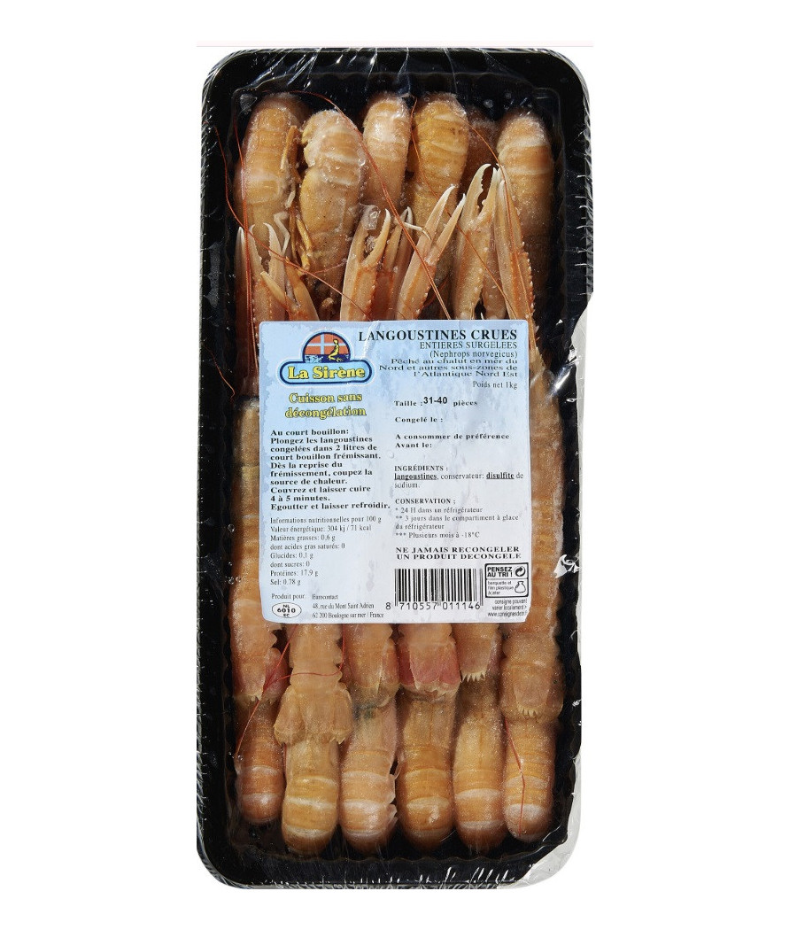 LANGOUSTINES CRUES ENTIERES SURGELEES LES SIRENES 1KG
