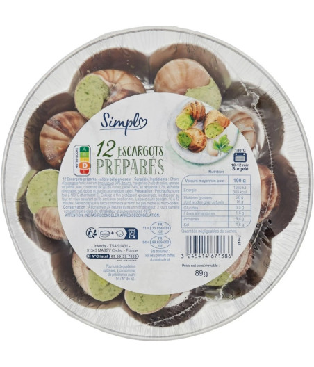 ESCARGOTS HELIX LUCORUM PREPARES CARREFOUR 89G