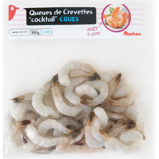 QUEUES DE CREVETTES CRUES DECORTIQUEES AUCHAN 300G