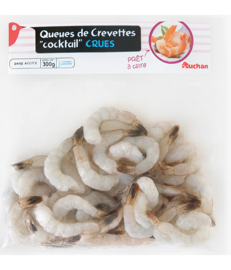 QUEUES DE CREVETTES CRUES DECORTIQUEES AUCHAN 300G