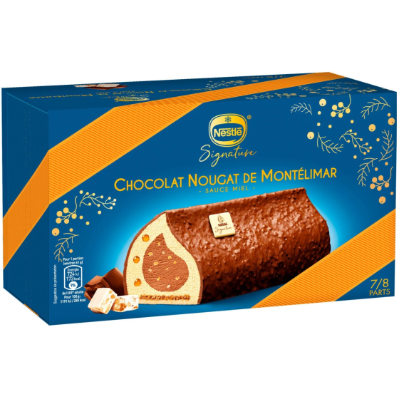 BUCHE GLACEE CHOCOLAT NOUGAT DE MONTELIMAR ET SAUCE AU MIEL NESTLE 490G