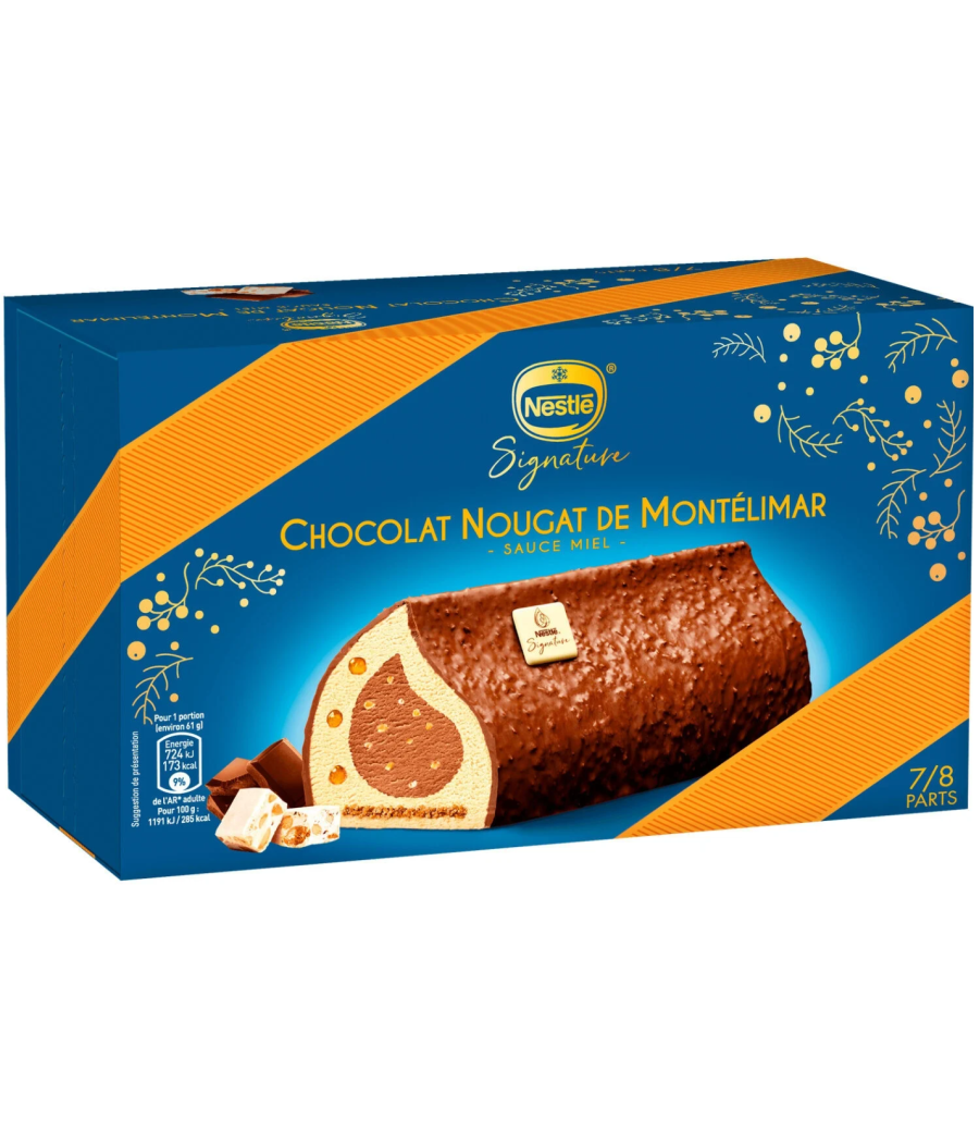 BUCHE GLACEE CHOCOLAT NOUGAT DE MONTELIMAR ET SAUCE AU MIEL NESTLE 490G