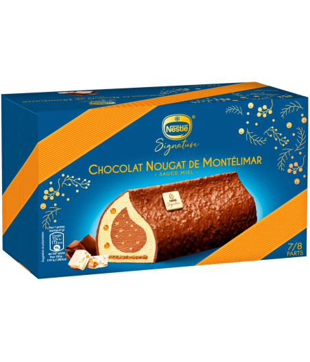 BUCHE GLACEE CHOCOLAT NOUGAT DE MONTELIMAR ET SAUCE AU MIEL NESTLE 490G