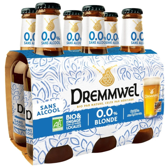BIERE BLONDE BIO SANS ALCOOL DREMMWEL 6X25CL