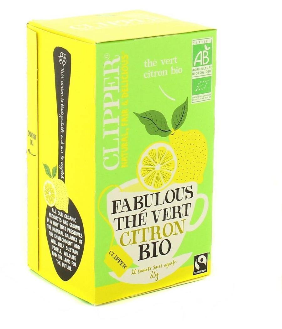 THE VERT AU CITRON BIO X 20 SACHETS SANS AGRAFE 35 G