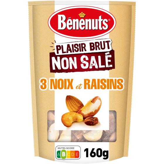 PLAISIR BRUT NON SALE 3 NOIX ET RAISINS BENENUTS 160G