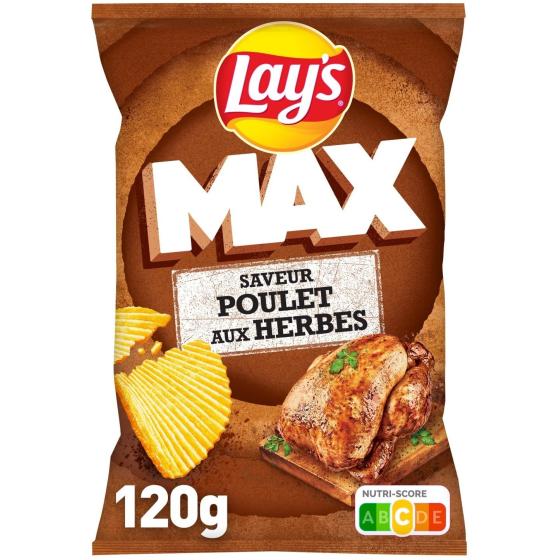 CHIPS MAX SAVEUR POULET AUX HERBES LAY'S 120G