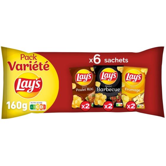 LAY\'S SAVEUR POULET ROTI, BARBECUE 4 X 27,5 G ET EMMENTAL 2 X 25 G 160 G