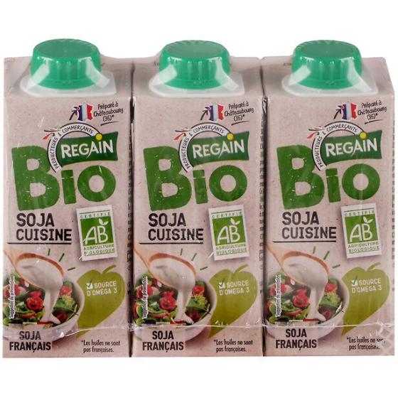 CREME DE SOJA BIO POUR CUISINE REGAIN 3 X 20CL