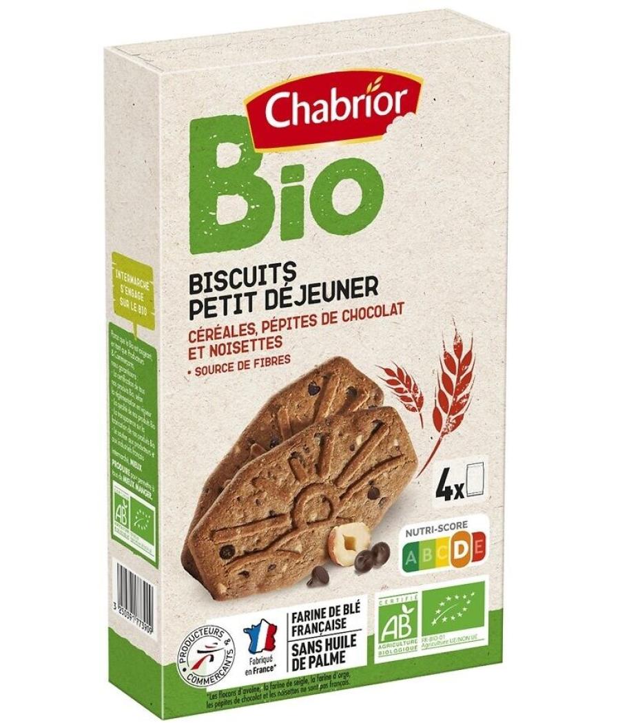 BISCUITS CEREALES NOISETTES ET PEPITES DE CHOCOLAT BIO CHABRIOR 200G