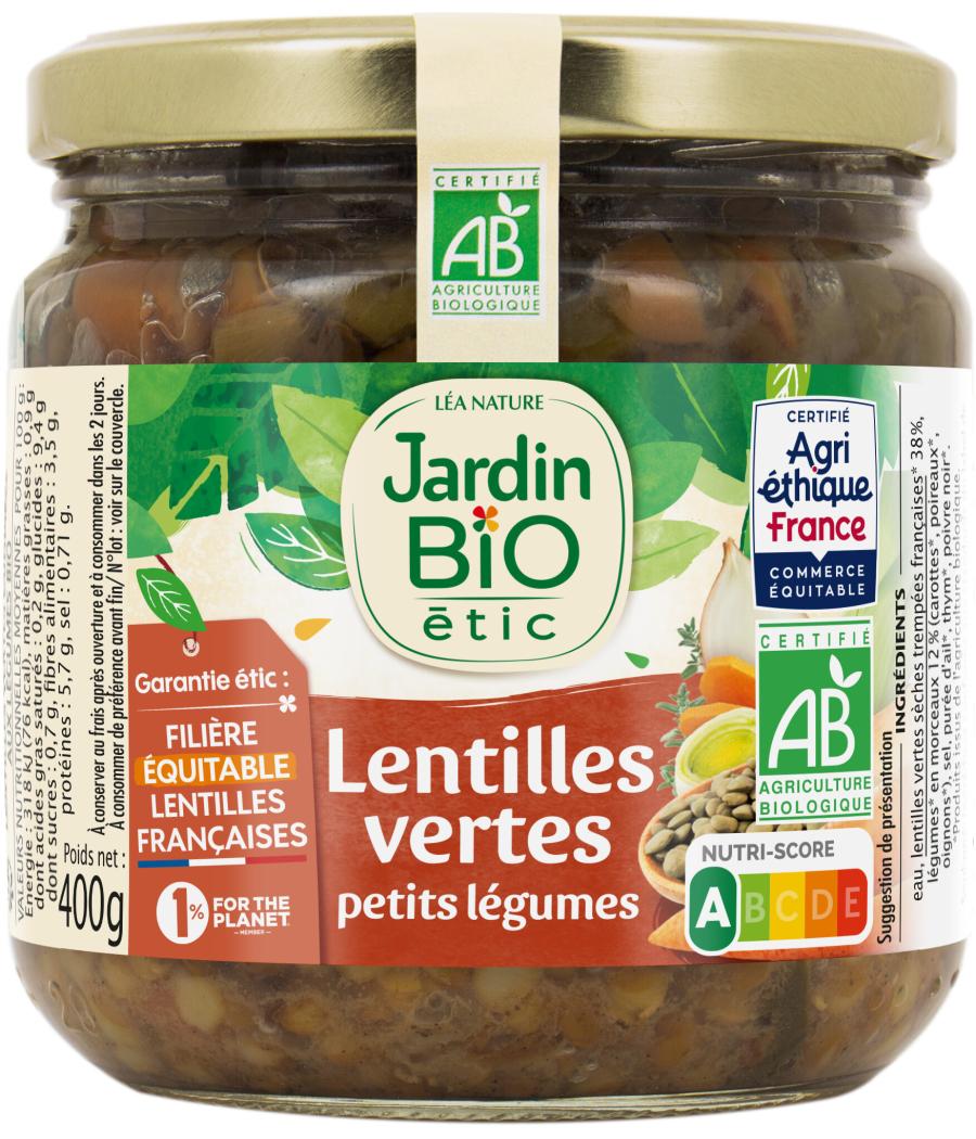 LENTILLES CUISINEES AUX PETITS LEGUMES JARDIN BIO 400G