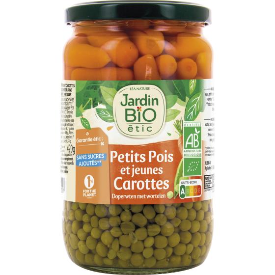 PETITS POIS JARDIN BIO ET JEUNES CAROTTES 420G