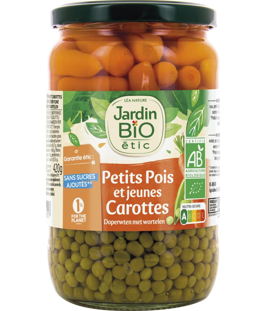 PETITS POIS ET JEUNES CAROTTES JARDIN BIO 420G