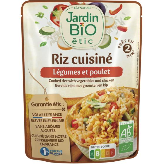 RIZ  JARDIN BIO CUISINE LEGUMES ET POULET 220G